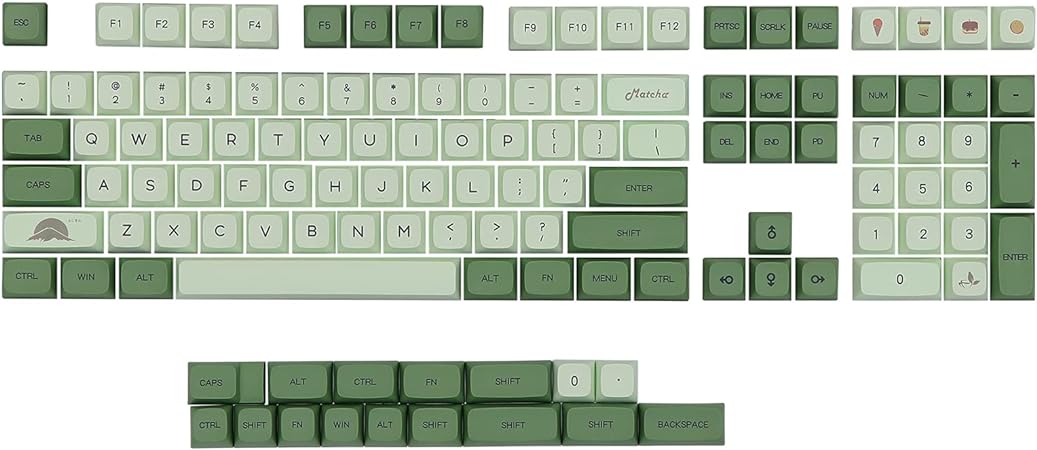 EPOMAKER Matcha 124 Keys XDA PBT Dye Sublimation Keycaps Set for Mechanical Keyboard (XDA Profile, Matcha)