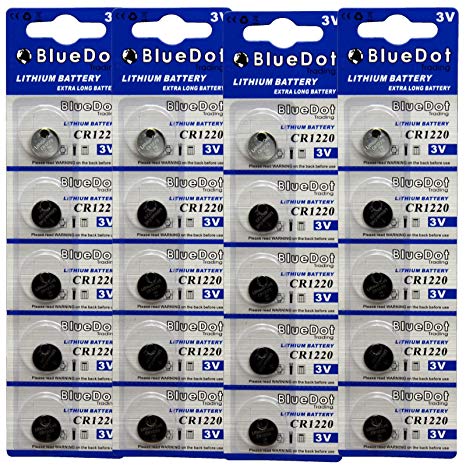BlueDot Trading CR1220 Lithium Battery, 20 Count