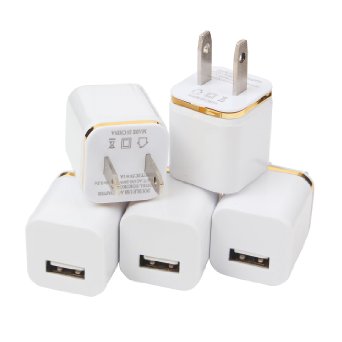 Wall Charger,Bundle 5pcs 1A 5V USB Wall Home Travel Charger Plug Power Adapter for iPhone 6/6s Plus 5S 4S Samsung Galaxy S7 S6 Edge S5 S4 HTC M9 M8 LG G4 G3 Huawei ZTE BLU and More Smartphone Devices