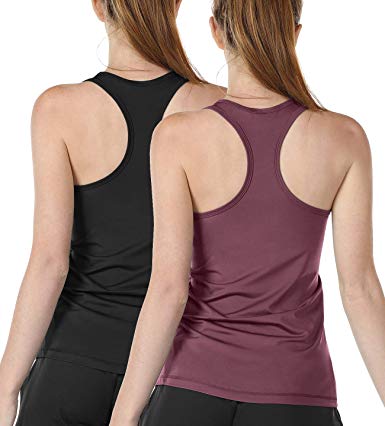 icyzone Workout Tank Tops for Women - Athletic Training Racerback Yoga Tops, Running Gym Exercise Shirts (Pack of 2)