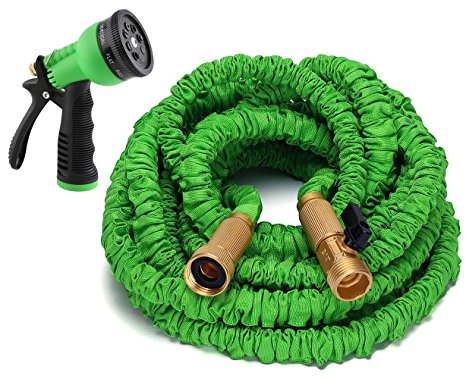 Gardees Tm 50 Ft Expandable Garden Hose -Solid Brass End   8 Function Spray Nozzle and Shut-off Valve,Best Flexible Water Hose