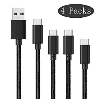 USB Type C Cable, [4-Pack 3FT/26FT/10FT] Nylon Braided Fast Charging USB C Cable Compatible with Samsung Galaxy S9 S8 Plus Note 8, Google Pixel 2 XL, LG V20 V30, Oneplus Nintendo Switch New MacBook
