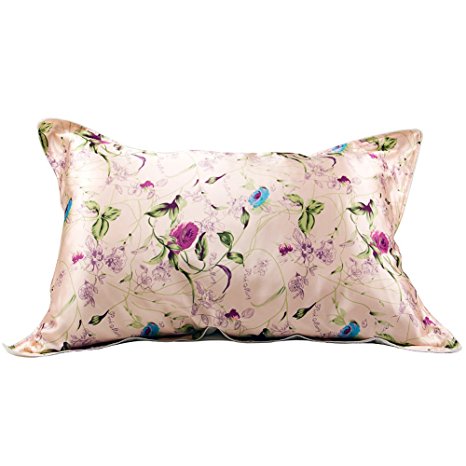 IBraFashion Silk Pillowcase for Hair and Skin Beauty Small Flower Print Standard/Queen