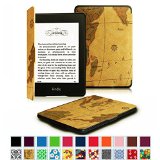 Fintie Kindle Paperwhite SmartShell Case - The Thinnest and Lightest Leather Cover for All-New Amazon Kindle Paperwhite Fits All versions 2012 2013 2014 and 2015 New 300 PPI Map Brown
