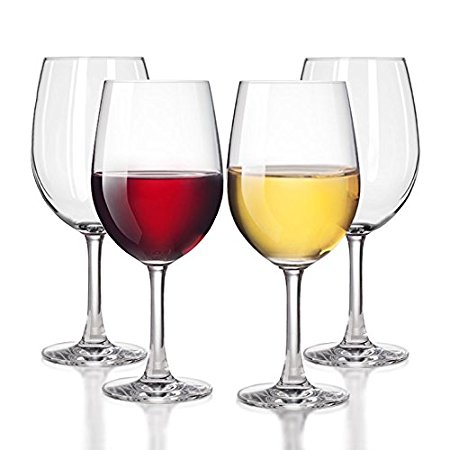 Unbreakable White/Red Wine glasses by TaZa - 100% Tritan Dishwasher-safe, shatterproof plastic wine glasses - Smooth Rims -Set of 4 (20 oz)