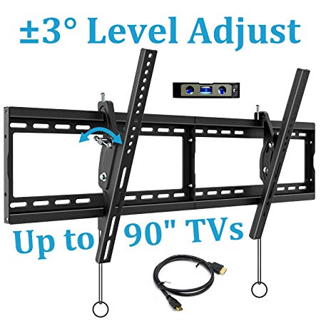 BLUE STONE TV Wall Mount Bracket, Tilt Swivel Mounting, 40-90 Inches with Max VESA 800x400 and 165lbs Loading, Fits 16", 18", 24" Studs Flat Screen TVs, Low Profile, HDMI Cable, Bubble Level Included