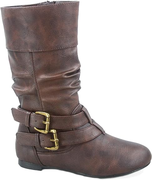 Link Sonny-54K Youth Girl's Fashion Low Heel Zipper Buckle Round Toe Riding Boot