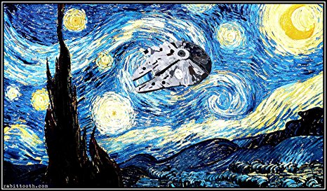 Vincent Van Gogh Starry Night Fabric Cloth Rolled Wall Poster Print -- Size: (40" x 24" / 21" x 13")