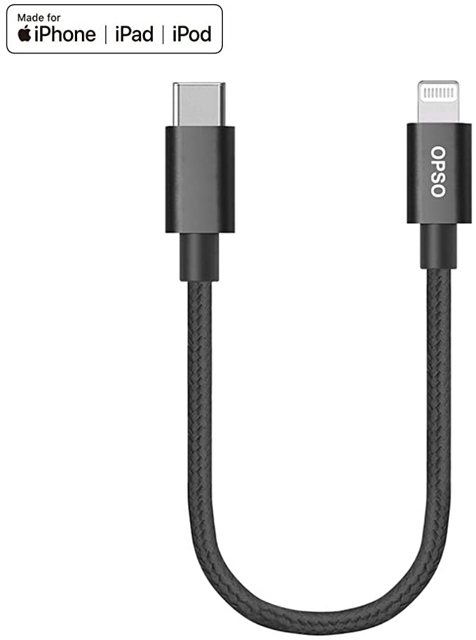 USB C to Lightning Cable 20 cm, [Apple MFi Certified] Fast Charging Nylon Braided Cable Compatible with iPhone 11/Pro Max/X/XS/XR/XS Max/8/8 Plus, iPad Pro Supports Power Delivery with Type C Wall Charger