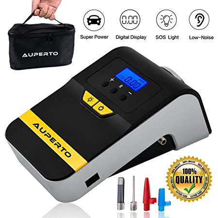 AUPERTO Portable Air Compressor Pump 12V Digital Tire Inflator - 150 PSI Auto Tire Pump with Emergency Led Lighting for Car, Bikes, Motorcycles