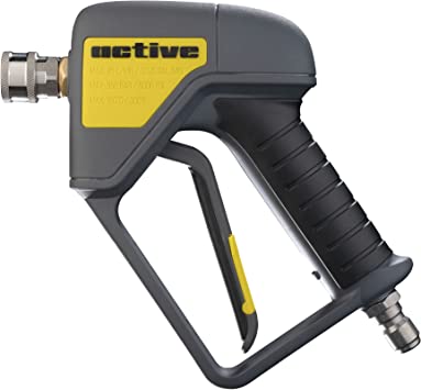 Active Premium Short Pressure Washer Gun with Swivel - Integrated 304 Stainless Swivel and 3/8" Inlet and 1/4" Outlet Quick Connects ideal for pressure washer car wash and foam cannon applications