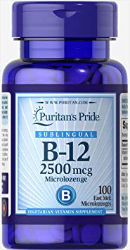 Puritan's Pride Vitamin B-12 2500 mcg Sublingual-100 Microlozenges