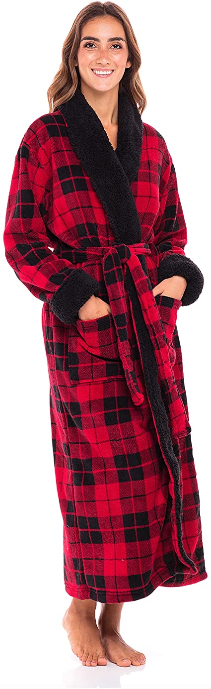 Alexander Del Rossa Women's Warm Fleece Robe, Long Plush Sherpa Bathrobe for Winter