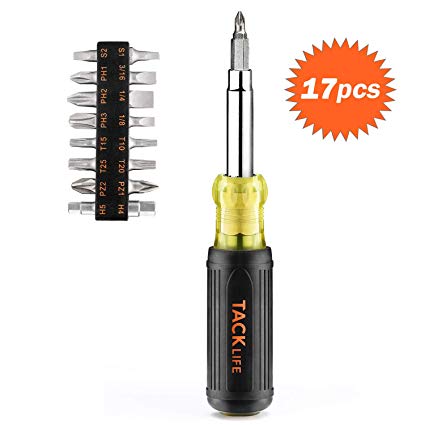 Screwdriver and Nut Driver,16-in-1 Interchangeable Screwdriver Set Multi-Tool, CA TPR Handle S2 Alloy Steel-HSS3A