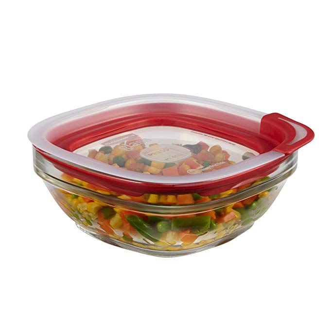 Rubbermaid Easy Find Lids Glass Food Storage Container, 2.5 Cup, Racer Red 1823643