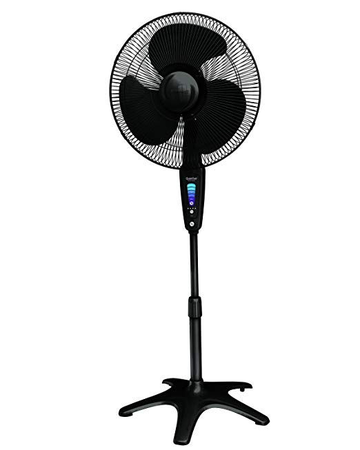 Honeywell HS1655CV1 QuietSet 16" Whole Room Stand Fan, Black, with Oscillation, Remote Control, and Easy-Touch Display