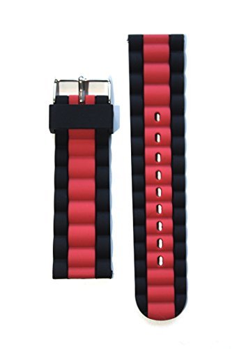 Breitling Link Style 20mm RED and BLACK Silicone Replacement Watchband