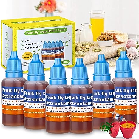 Fruit Fly Trap Bait Only,Fly Indects Trap Attractant for Indoor Outdoor,Effective Fruit Fly Trap Refills Liquid,Fruit Fly Trap Bait Refill for Home,Kitchen,Plants