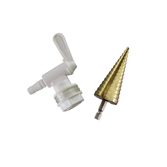 Bottling Spigot,Filler Spout Bucket Tap for Bucket with Drill Step Bit (1pc white with a Drill Step Bit)