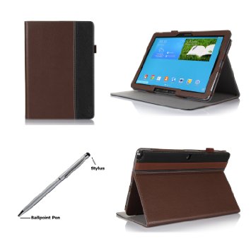 ProCase Premium Folio Case with Stand for Samsung Galaxy PRO 12.2 inch Tablet (Galaxy Tab PRO 12.2 and Note PRO 12.2), Built-in Stand with Multiple viewing Angles, bonus Stylus Pen included (Brown/Black)