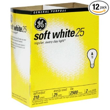 GE 97492 - 25 Watt Soft White Light Bulbs - 12 PACK