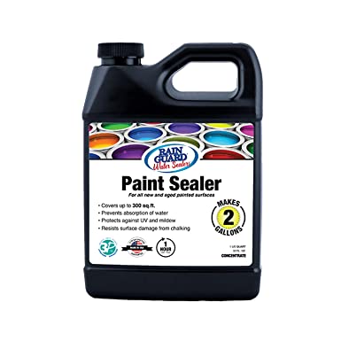Rain Guard Water Sealers SP-9002 Paint Sealer Concentrate - Water Repellent for Painted Wood, Brick, Concrete, Stucco, and Masonry - Covers up to 300 Sq. Ft, 32 oz Makes 2 gallons, Clear