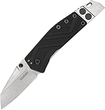 Kershaw Barge Pocket Knife (1945); 2.6-In. Stonewashed Stainless Steel Blade; Glass-Filled Nylon Handle Features Steel Back, Sturdy Frame Lock, Built-In Pry Bar and Screwdriver; Manual Opening; 5.4 OZ