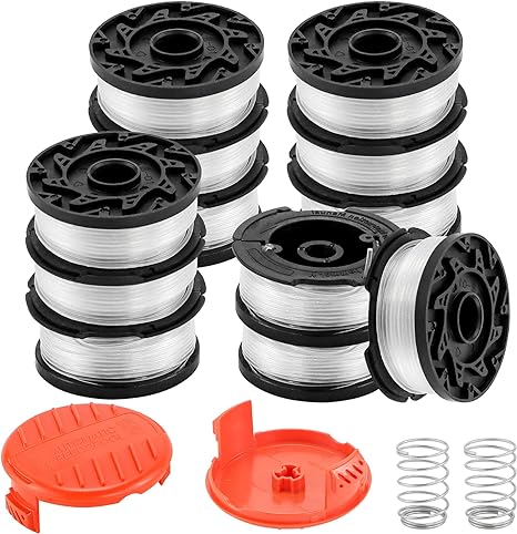 Autofeed String Trimmer Line Spool, AF-100 Weed Eater Trimmer Spools Fit for B-Lack & D-Ecker GH400 GH500 GH600 GH900 ST6600 ST7000 (12 Spools, 2 Caps, 2 Springs)