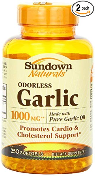 Sundown Naturals Odorless Garlic 1000 mg Softgels 250 ea (Pack of 2)