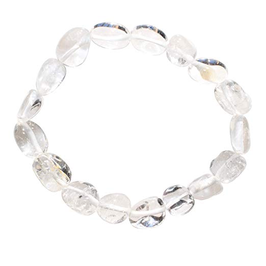 Charged Amplifier Clear Quartz Crystal Bracelet Tumble Polished Stretchy (Amplify Body & Thought Energy - Increase Healing Energy- The Stone of Power) [Reiki] by ZENERGY GEMS
