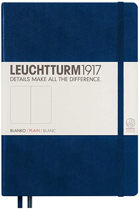 LEUCHTTURM1917 (342924) Notebook Medium (A5), Hardcover, 251 Numbered Pages, Plain, Navy