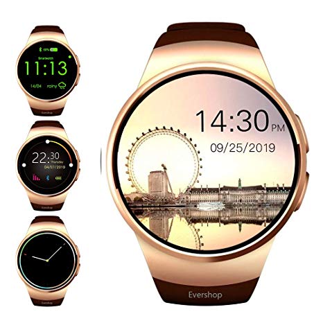 Evershop Smart Watch Phone with TF SIM Card Slot for Men Women, 1.5 inches IPS Round Touch Screen Fitness Tracker Watch with Heart Rate Monitor,Sleep Monitor, Pedometer for Android iOS