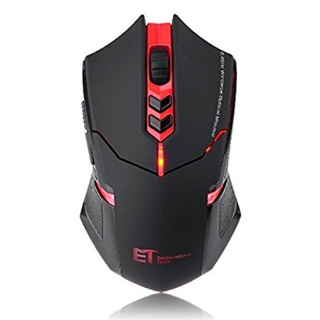 TRADERPLUS 2000DPI ET X-08 Adjustable 2.4G Wireless Professional Gaming Mouse, Red