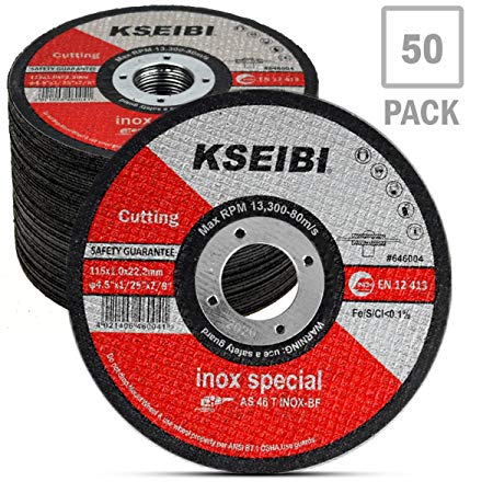 KSEIBI 646004 Metal Stainless Steel Cutting Disc 4-1/2"x0.040"x7/8" Cut-Off Wheel T41 (50 Pack)