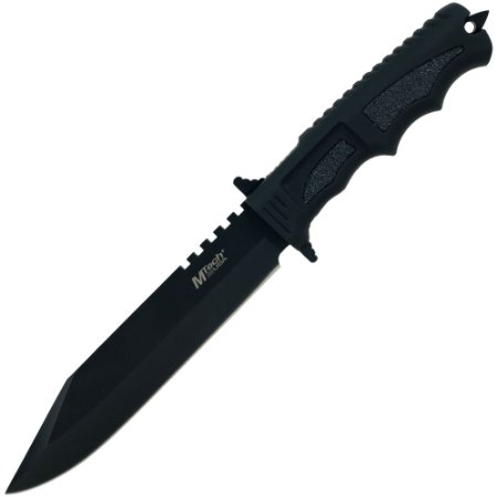 MTech USA MT-086 Series Fixed Blade Hunting Knife, Straight Edge Blade, Black Handle, 12-1/4-Inch Overall