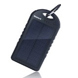 Nekteck Solar Charger 12000mAh Rain-resistant DirtShockproof Dual USB Port Portable Charger Backup Power Pack for All USB Supported Devices Black