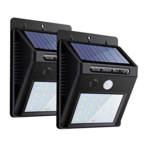 ZEEFO 20 LED Solar Lights, Motion Sensor Outdoor Lights with 3 intelligent modes, Waterproof Wireless Solar Power Night Lights for Garden, Patio, Yard, Path, Stairs（2 PACK）