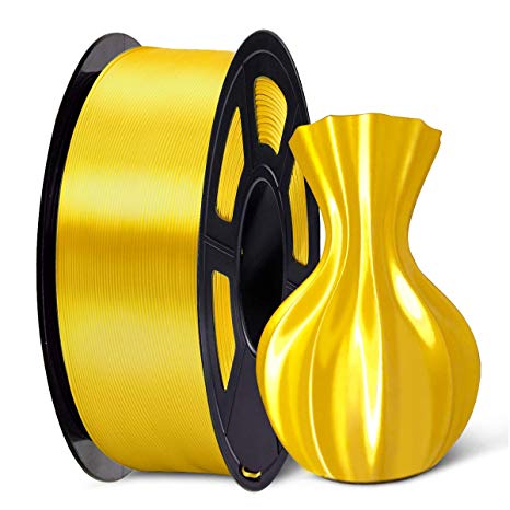 SUNLU PLA Silk Yellow Filament 1.75mm 3D Printer Filament, 1KG 2.2 LBS Spool 3D Printing Material, Shiny Metallic PLA Silk Filament