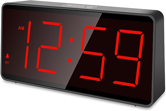 Peakeep Digital Clock, Alarm Clock Battery Operated - Large Big Numbers 4 Dimmers for Seniors, Adjustable Volume Loud Alarm Clock for Heavy Sleepers Adults, Cordless (Red Digits)