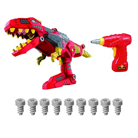 Build Me Take A Part 3-in-1 Dinoblaster Transforming Tyrannosaurus Rex Dinosaur and Toy Gun with Power Drill Toy for Construction with Lights and Sounds.