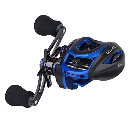 Goture Baitcasting Reel,/Extended Handle/18LB Carbon Fiber Drag 7.1:1 Gear Ratio 10-Magnetic Brake/Dual-Brakes System