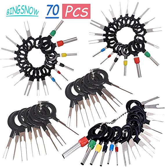 70 Pcs Terminal Removal Key Tool, BingSnow Terminal Pin Extractor Puller Repair Remover Key Tools for Most Connector Terminal