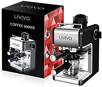 LIVIVO Coffee Maker Machine 2020 Model with Milk Frothing Arm for Cappuccino, Espresso and Filter Ideal for Home and Office (Noir)