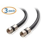 Cable Matters 3-Pack CL2 In-Wall Rated CM Quad Shielded RG6 Coaxial Patch Cable in Black 15 Feet