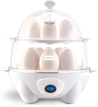 Dash DEC012WH Deluxe Rapid Egg Cooker: Electric, 12 Capacity for Hard Boiled, Poached, Scrambled, Omelets, Steamed Vegetables, Seafood, Dumplings & More White (Renewed)