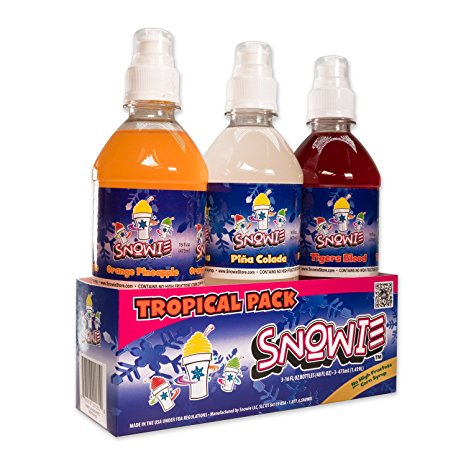 Snowie Shaved Ice Snow Cone Syrup Tropical 3 Pack