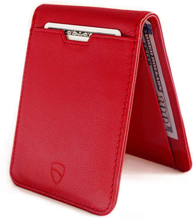 Vaultskin MANHATTAN Slim Bifold Wallet with RFID Protection for Cards and Cash (Carmine Red)