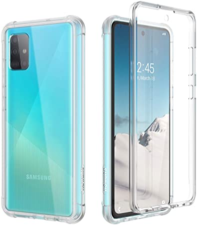 SURITCH Case for Samsung Galaxy A51, [Built in Screen Protector] Shockproof Full Body Protection Hard Shell & Hybrid TPU Bumper Rugged Crystal Transparent Case for Galaxy A51 4G 6.5"(Clear)
