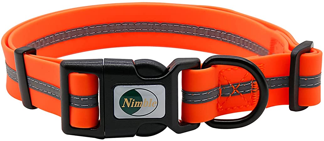 NIMBLE Dog Collar Waterproof Pet Collars Anti-Odor Durable Adjustable PVC & Polyester Soft with Reflective Cloth Stripe Basic Dog Collars S/M/L Sizes