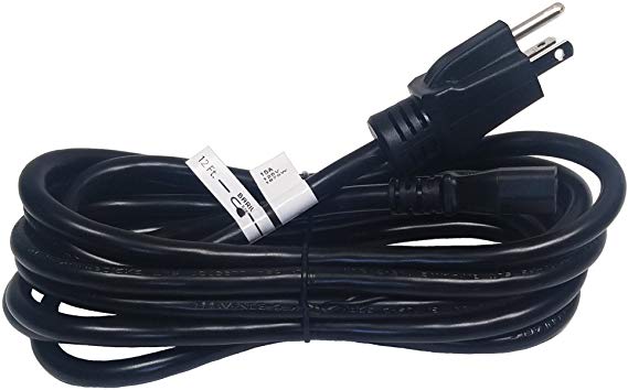 12 Ft Device Power Cord Black 12 Foot 6-20 P to IEC320 C13 | 14 AWG | 3750 Watt | 15 Amp | 250 Volt - Electronics, Servers, Data - 3 prong, 14 gauge, w/ground
